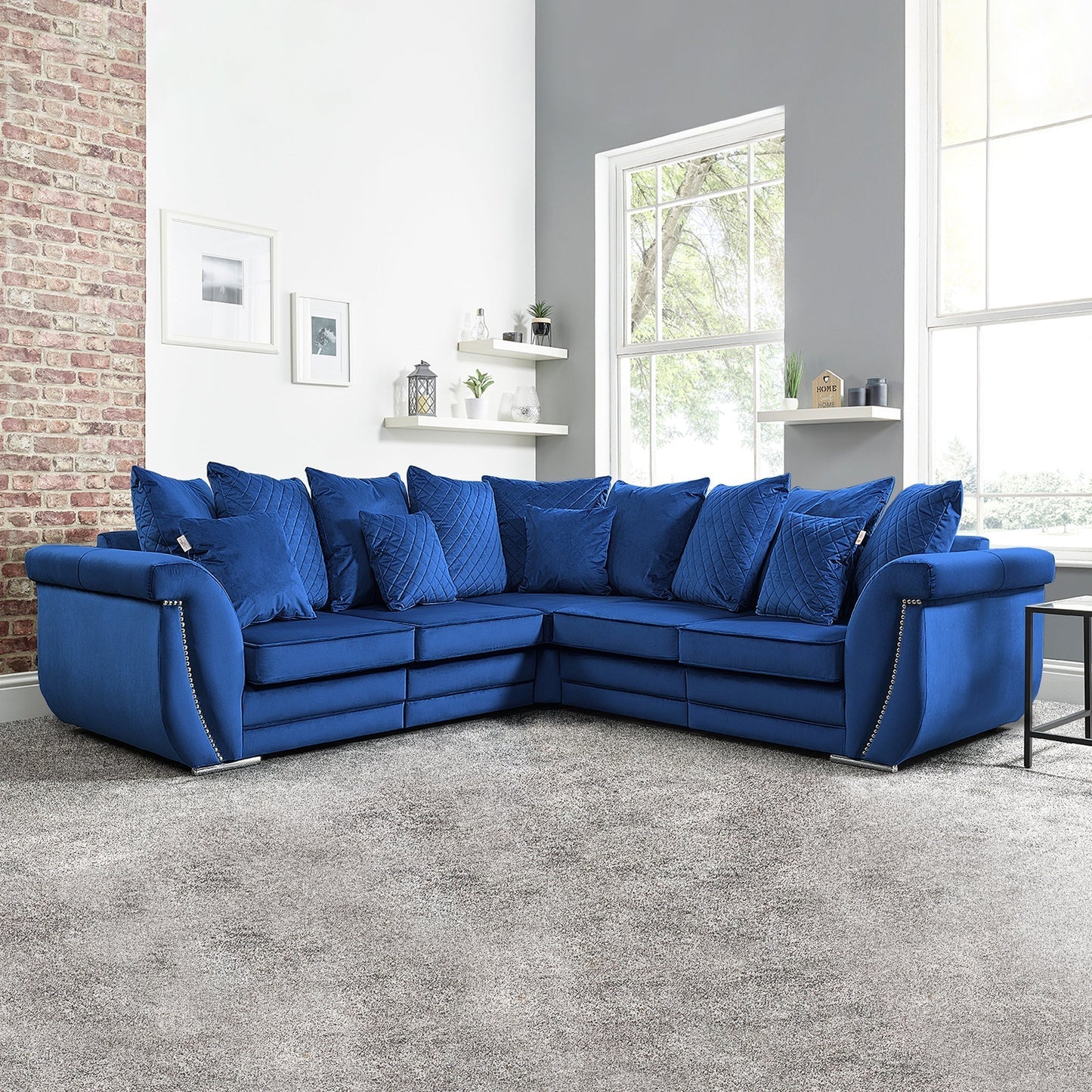 Falcon Chenille Fabric 5 Seater Wide Armrest Comfortable Luxurious Corner Sofa