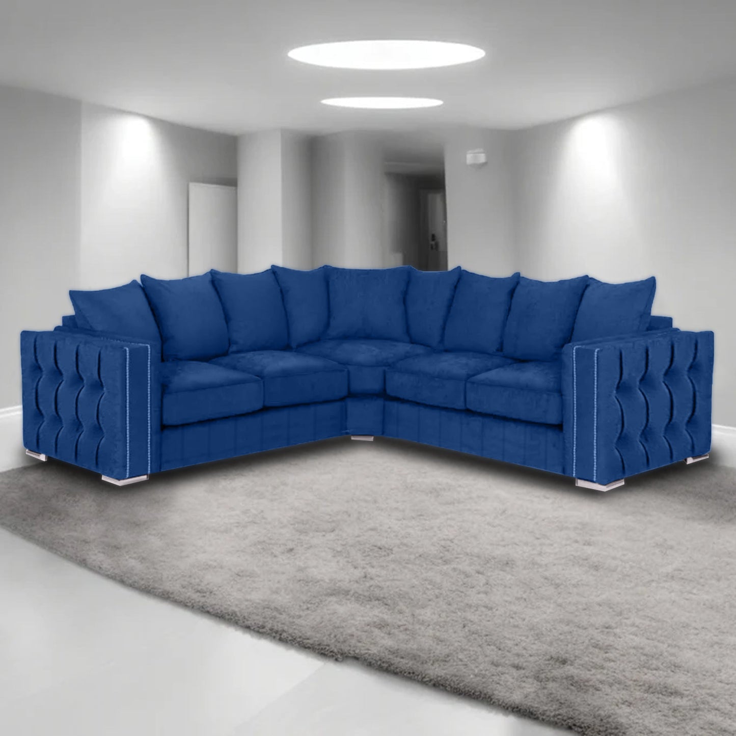 Maya Plush Velvet Sofa 5 Seater Wide Armrests Luxury Corner Sofa