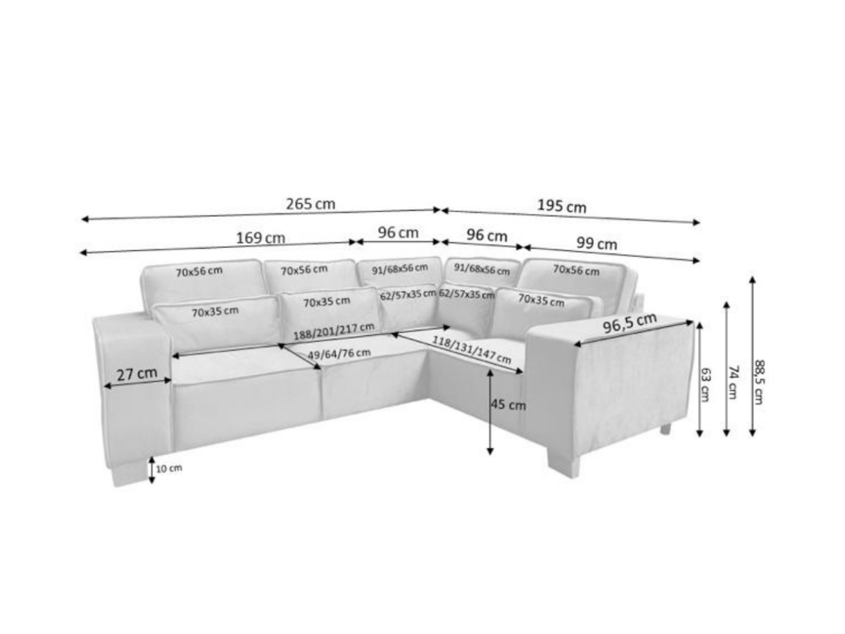 Sloane Silver 4 Seater Corner Sofa