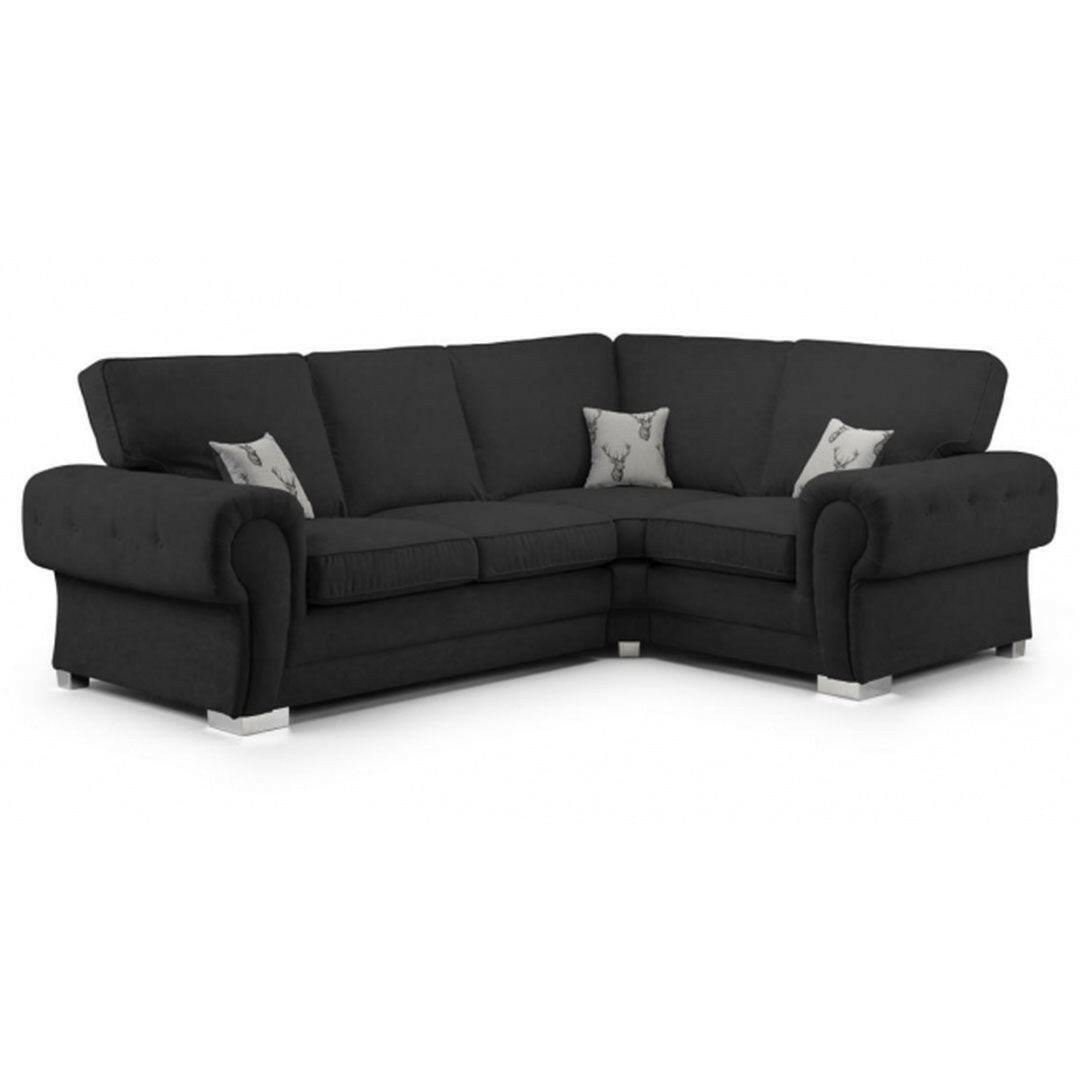 VERONA FULLBACK 4 SEATER SOFA BLACK RIGHT AND LEFT HAND FACING CORNER