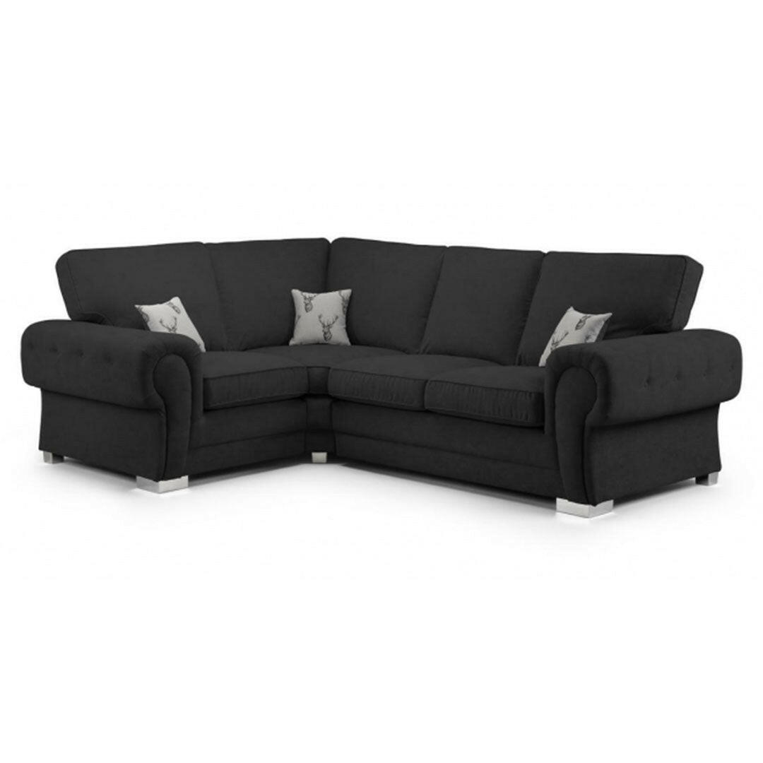 VERONA FULLBACK 4 SEATER SOFA BLACK RIGHT AND LEFT HAND FACING CORNER