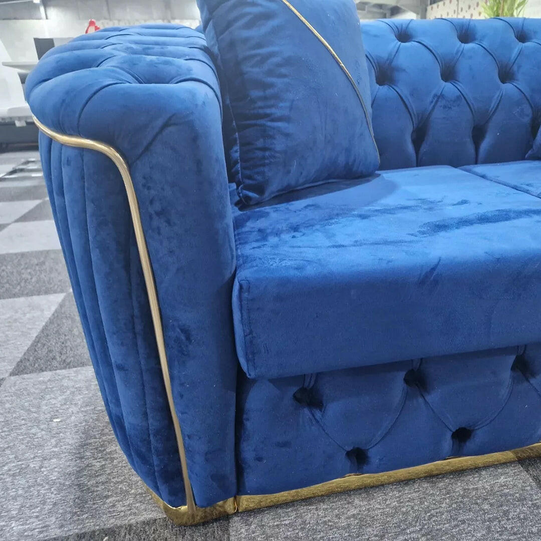 TORONTO CHESTERFIELD SOFA 3+2 BLUE & GOLD