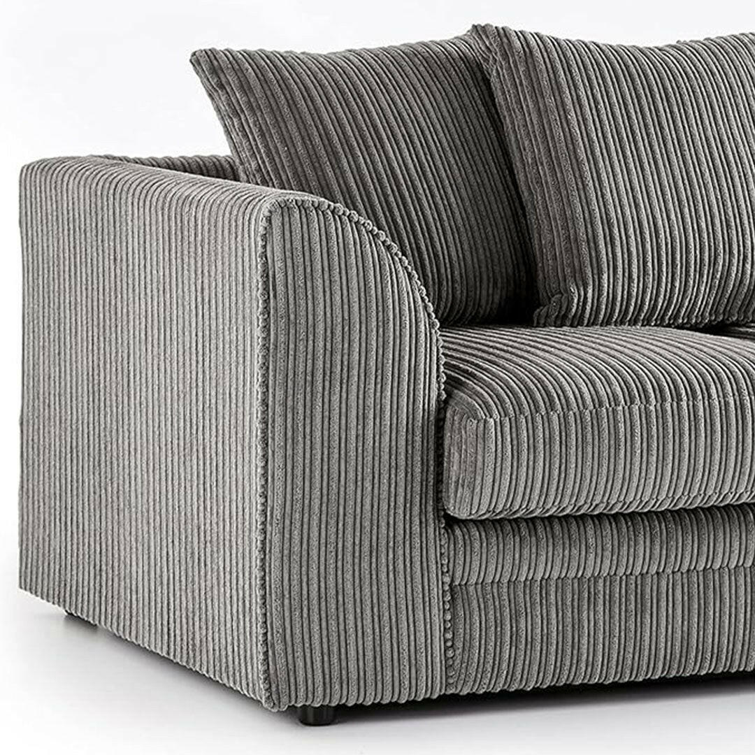 DYLAN FABRIC CORNER SOFA GREY | SOFT JUMBO CORD 4 SEATER CORNER SOFA