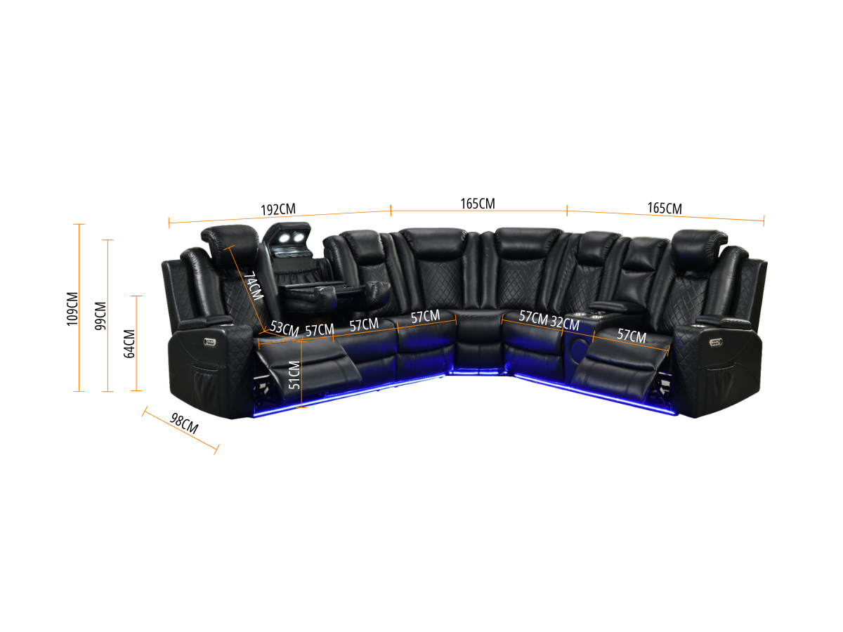 Electric Recliner Corner Sofa Sianna Aire Leather