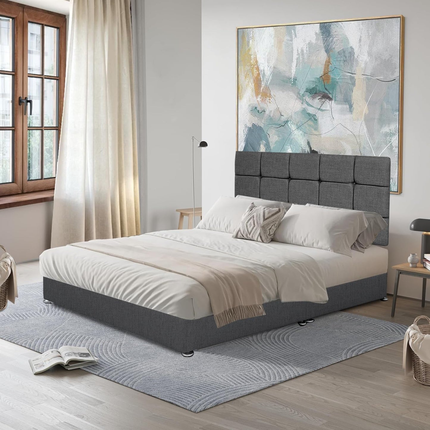 DIVAN  BED CUBED HEADBOARD