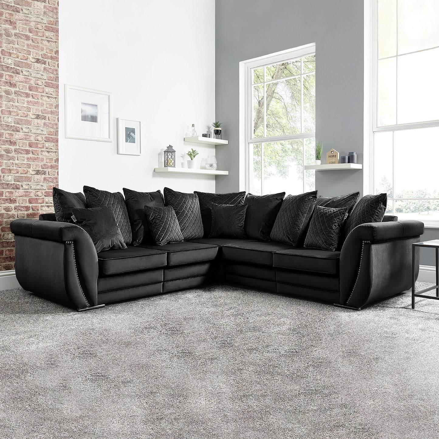 Falcon Chenille Fabric 5 Seater Wide Armrest Comfortable Luxurious Corner Sofa