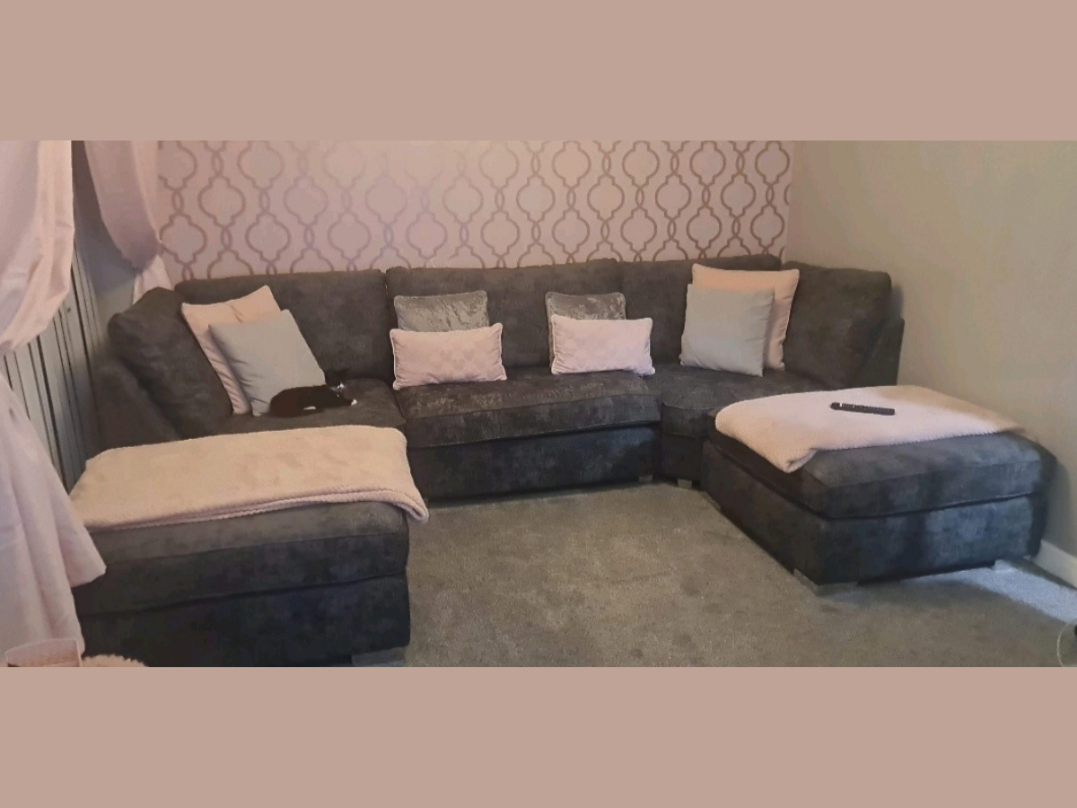 Brixton Full Back U Shape Corner Charcoal Grey Luxury Chenille