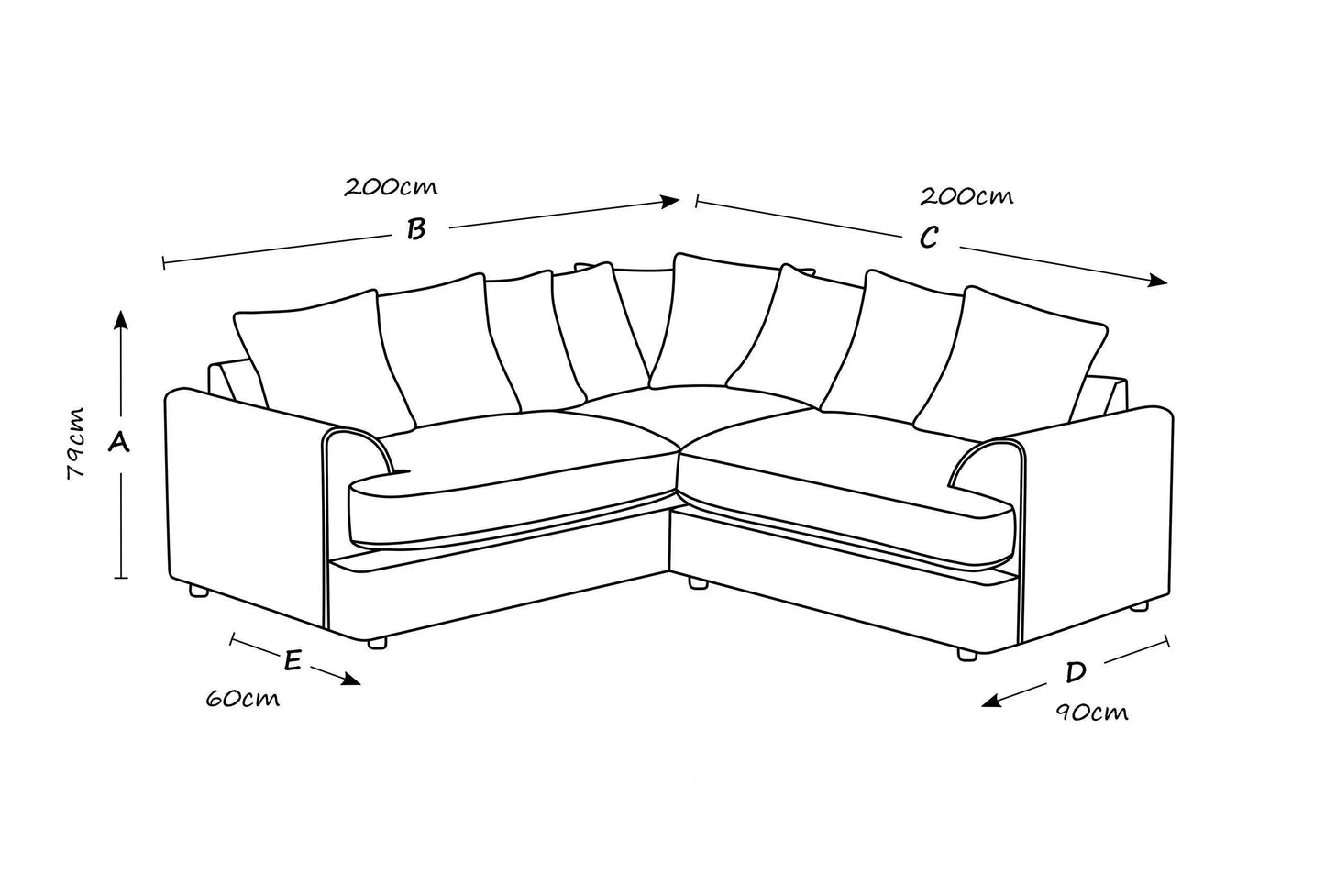 2C2 BROWN JUMBO CORD LARGE CORNER SOFA