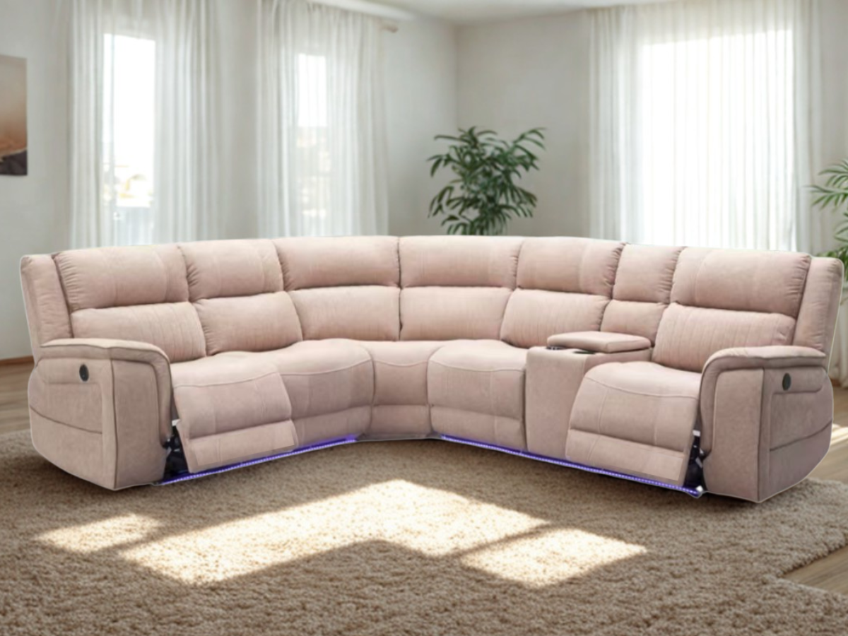 Hanna Cream Micro Fabric Electric Corner Sofa