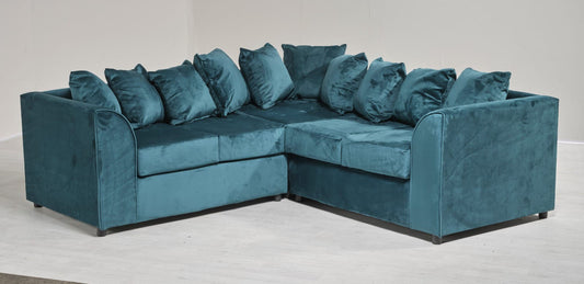 2C2 TEAL PLUSH VELVET LARGE CORNER SOFA