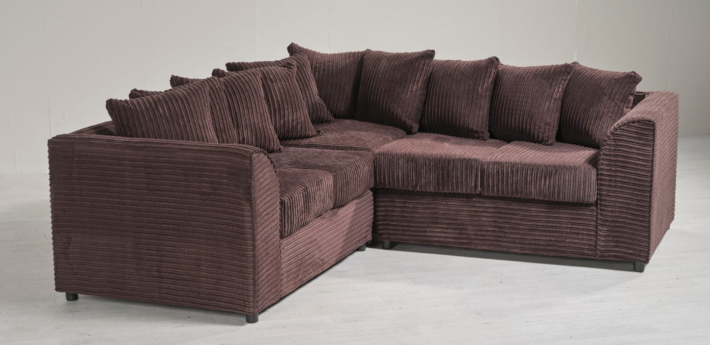 2C2 BROWN JUMBO CORD LARGE CORNER SOFA