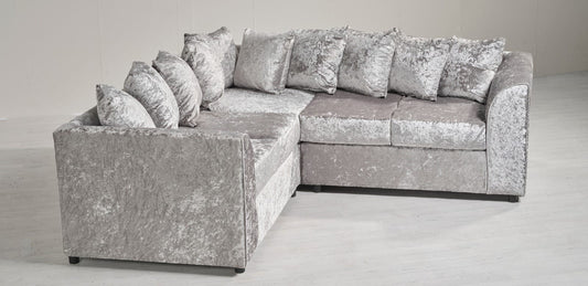2C2 SILVER CRUSH VELVET LARGE CORNER SOFA