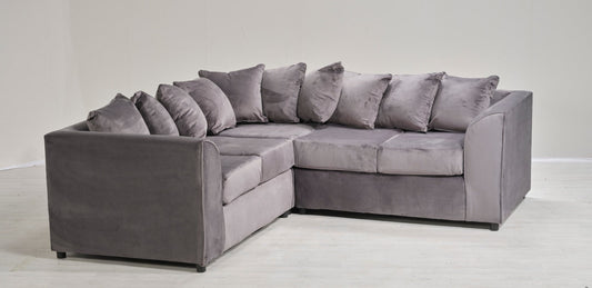 2C2 DARK GREY PLUSH VELVET LARGE CORNER SOFA