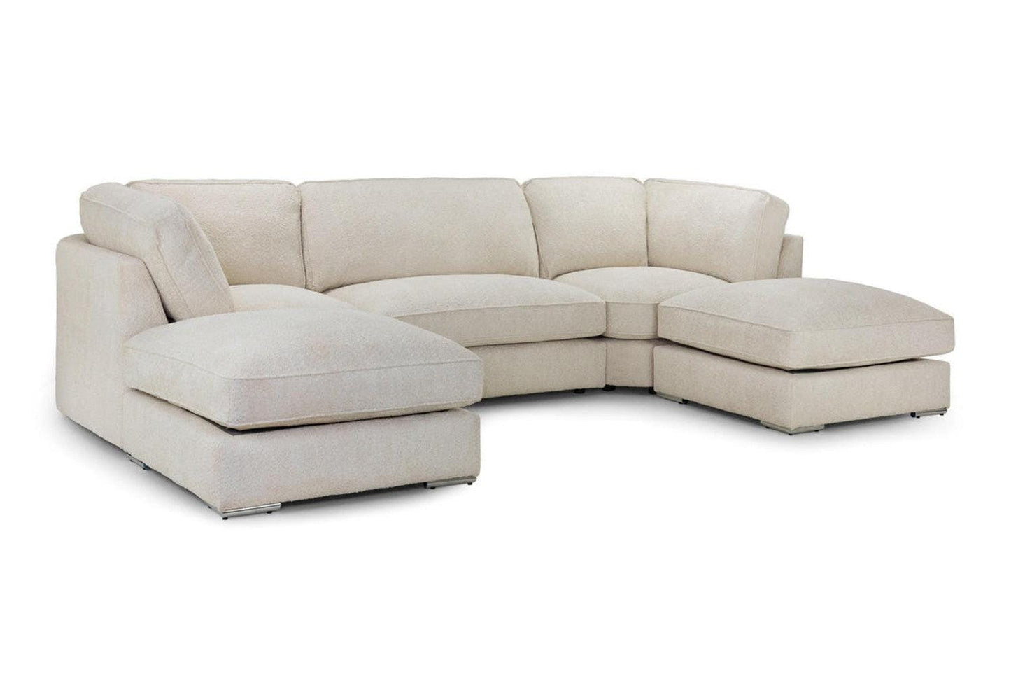 U-SHAPE BOUCLE FABRIC SOFA GREY & CREAM