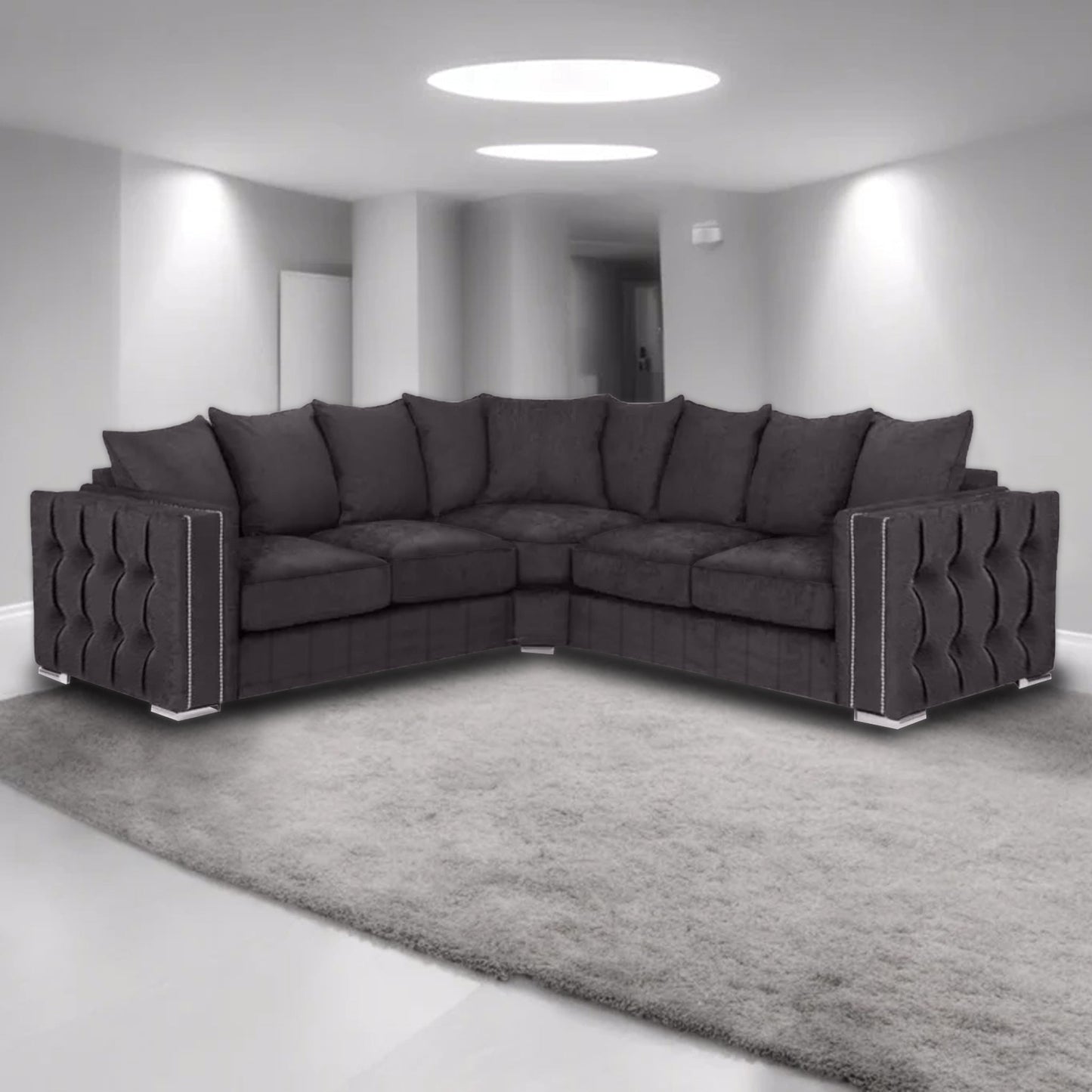 Maya Plush Velvet Sofa 5 Seater Wide Armrests Luxury Corner Sofa