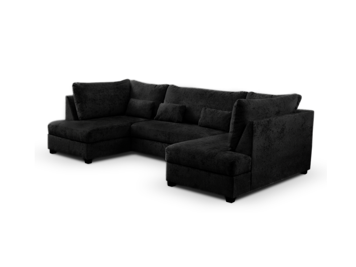 Meri Black U Shape Sofa Bed With Storage Chenille