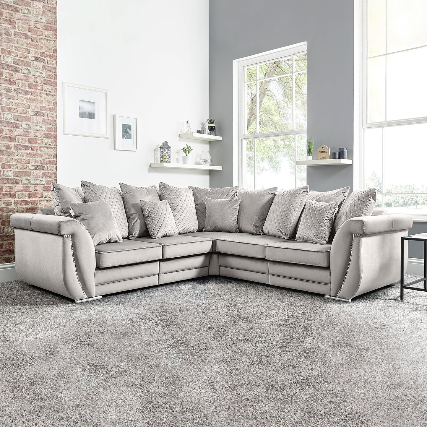 Falcon Chenille Fabric 5 Seater Wide Armrest Comfortable Luxurious Corner Sofa