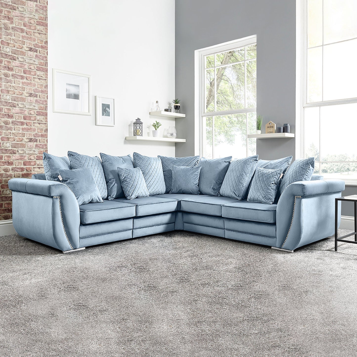 Falcon Chenille Fabric 5 Seater Wide Armrest Comfortable Luxurious Corner Sofa