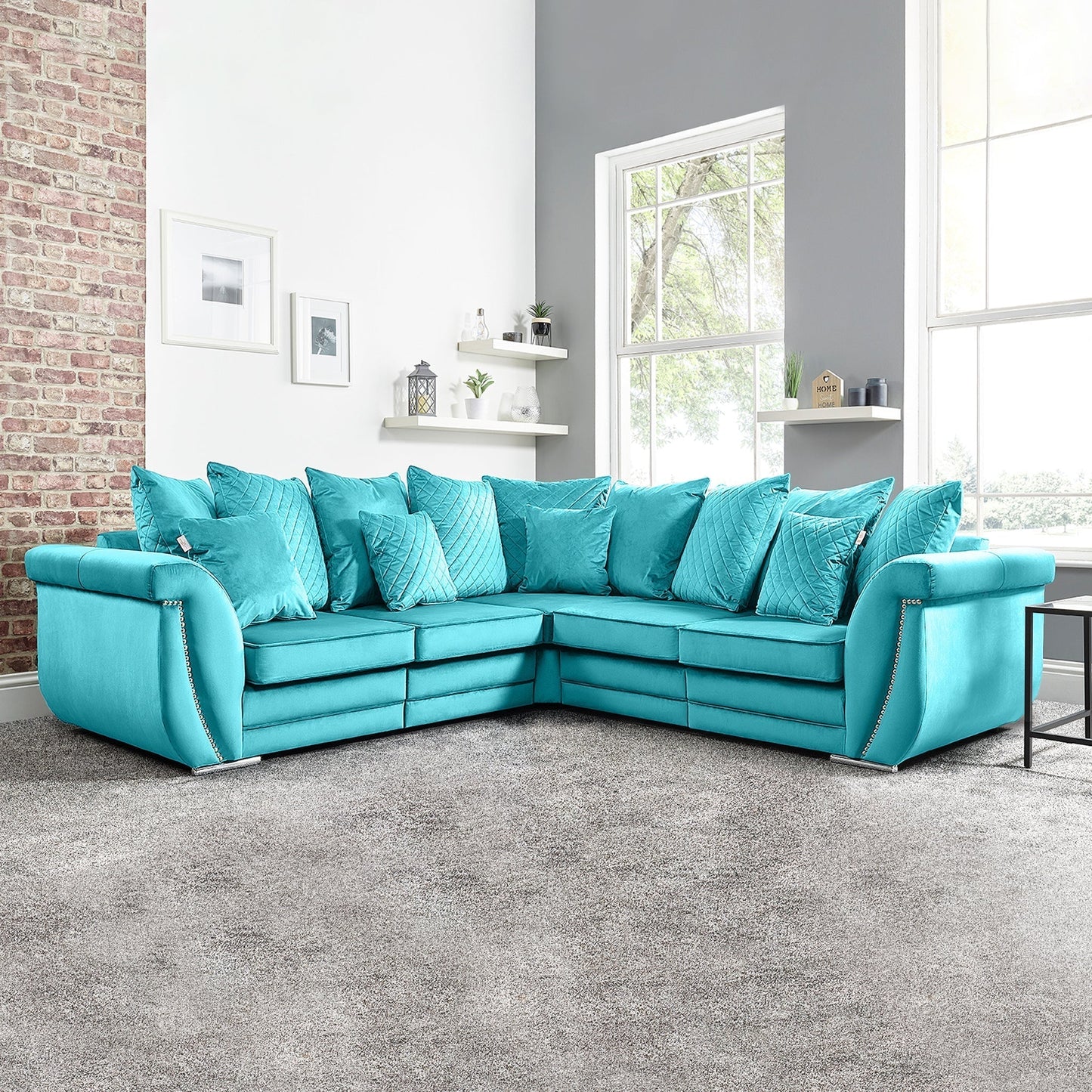 Falcon Chenille Fabric 5 Seater Wide Armrest Comfortable Luxurious Corner Sofa