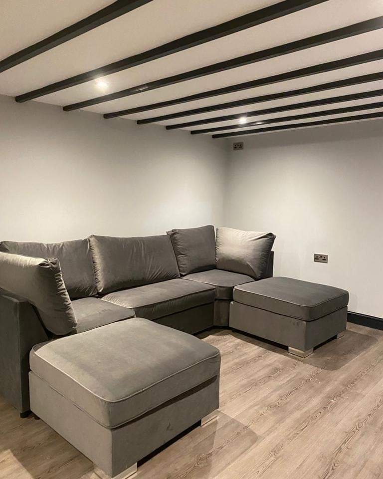 LARGE BISHOP U-SHAPE SOFA – SPACIOUS LUXURY WITH REMOVABLE STOOLS!