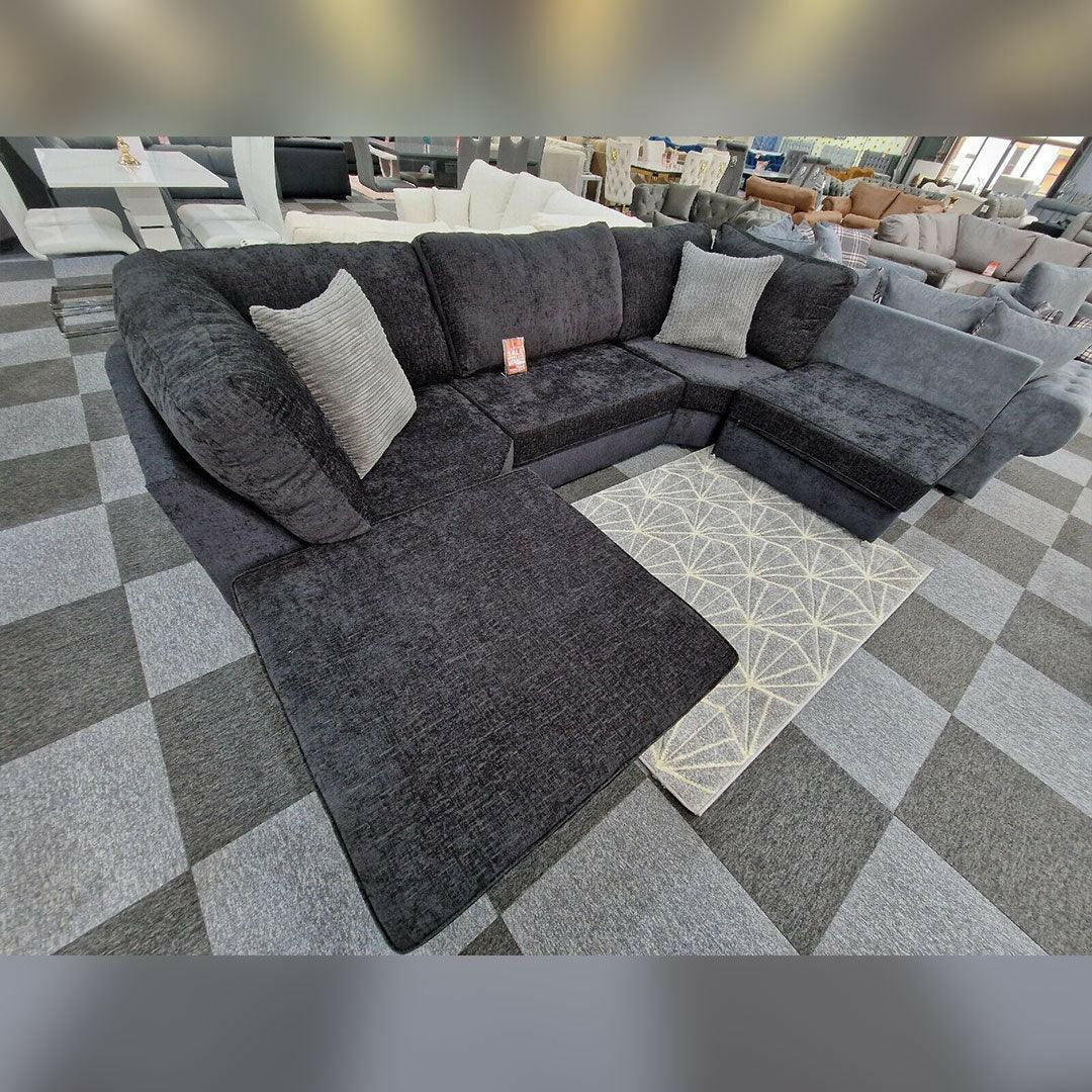 BISHOP U SHAPE SOFA HIGH BACK IN BLACK AND CREAM COLOUR