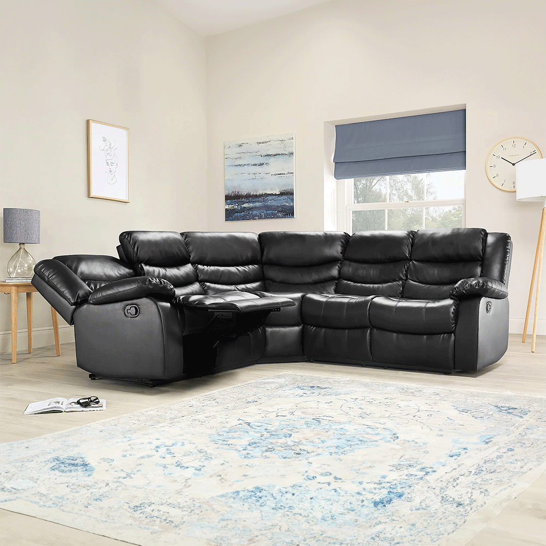 ROMA LEATHER RECLINER CORNER SOFA