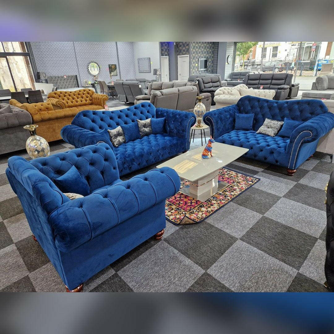 ELEGANCE CHESTERFIELD SOFA 3+2 BLUE