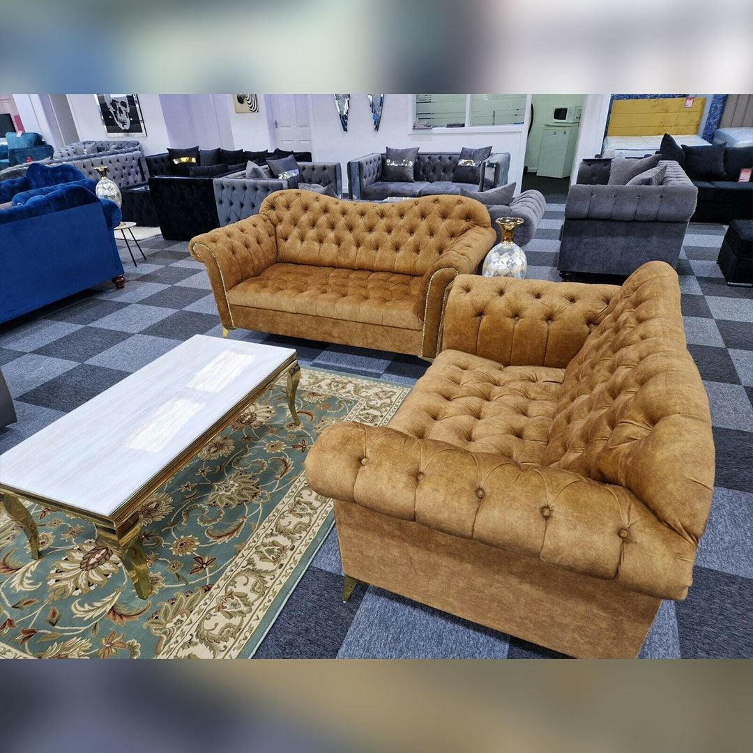 ELEGANCE CHESTERFIELD SOFA 3+2 GOLD