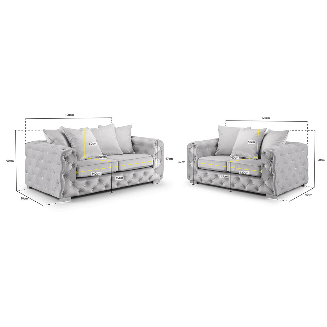 ASHTON 3+2 SEATER SOFA SILVER