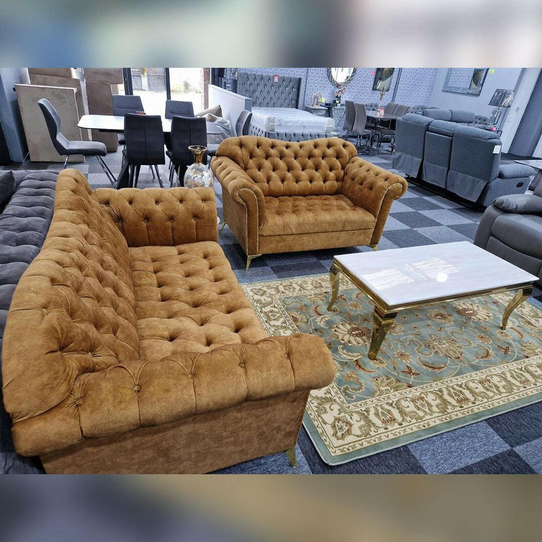 ELEGANCE CHESTERFIELD SOFA 3+2 GOLD