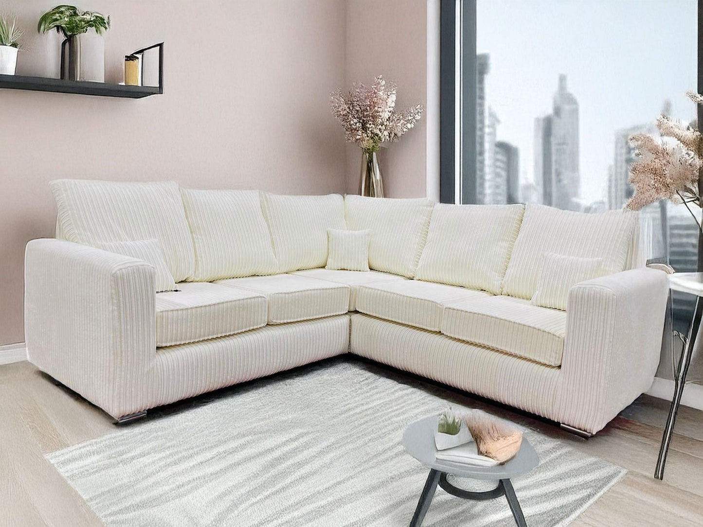 JUMBO CORD CORNER FULLBACK WITH STRAIGHT ARMREST